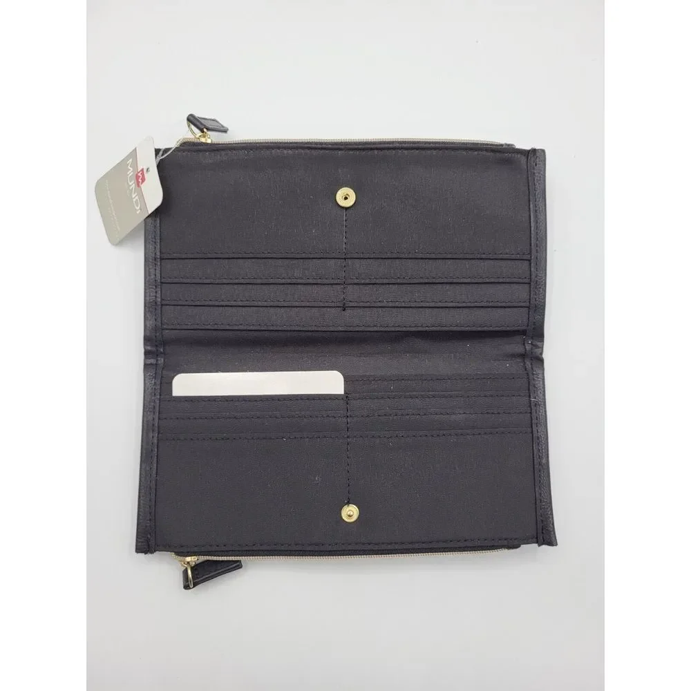 Mundi Cherry Clutch Folding Wallet‎ Black NEW